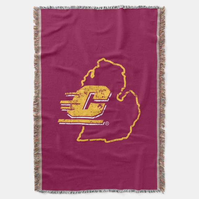 Central Michigan University State Love Throw Blanket (Front Vertical)