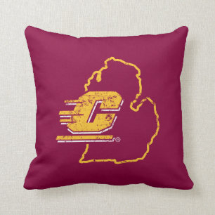 Central Michigan University State Love Throw Pillow