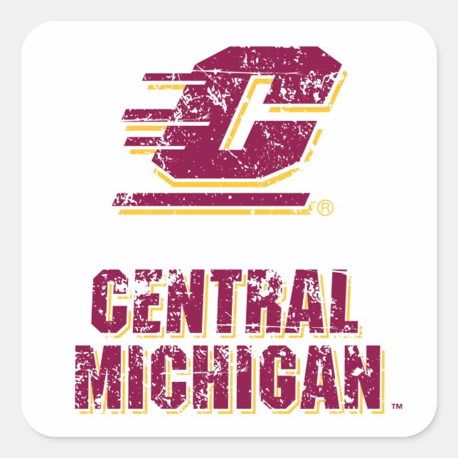 Central Michigan University Vintage Square Sticker (Front)