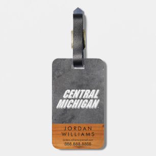 Central Michigan University wood cement half Luggage Tag