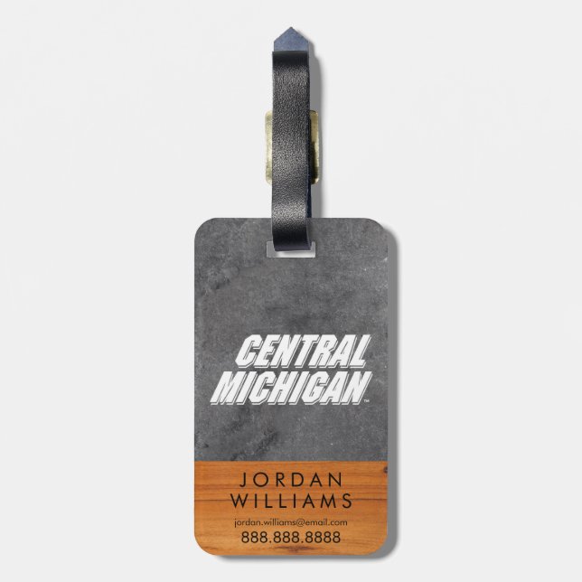 Central Michigan University wood cement half Luggage Tag (Back Vertical)