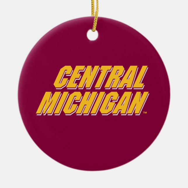 Central Michigan Wordmark Ceramic Ornament (Front)