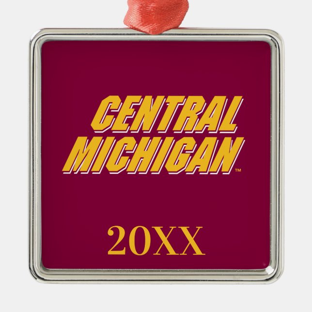 Central Michigan Wordmark Metal Ornament (Front)