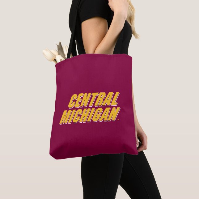 Central Michigan Wordmark Tote Bag (Close Up)