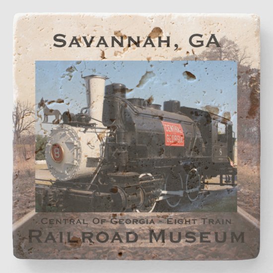 Central of Georgia Railroad Train Photo Stone Coaster