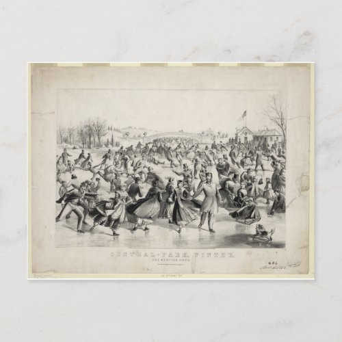 Central Park 1862 Currier  Ives Postcard