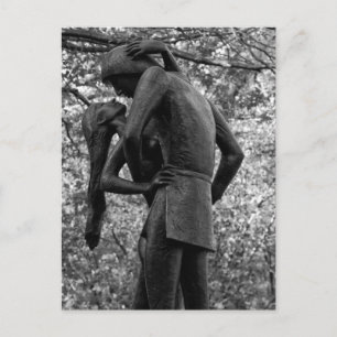 Central Park Autumn: Romeo & Juliet Statue 01 B&W Postcard