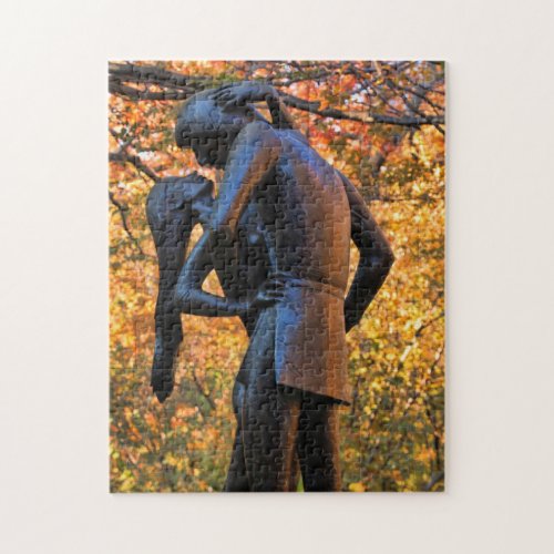 Central Park Autumn Romeo  Juliet Statue 01 Jigsaw Puzzle