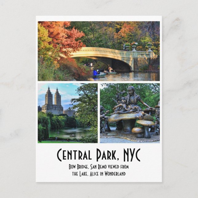 Central Park: Bow Bridge, San Remo, Alice in W.... Postcard (Front)