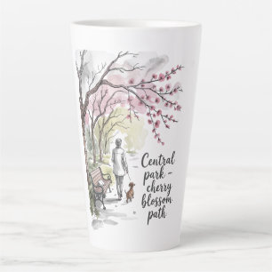 Central Park cherry blossom walkway Latte Mug