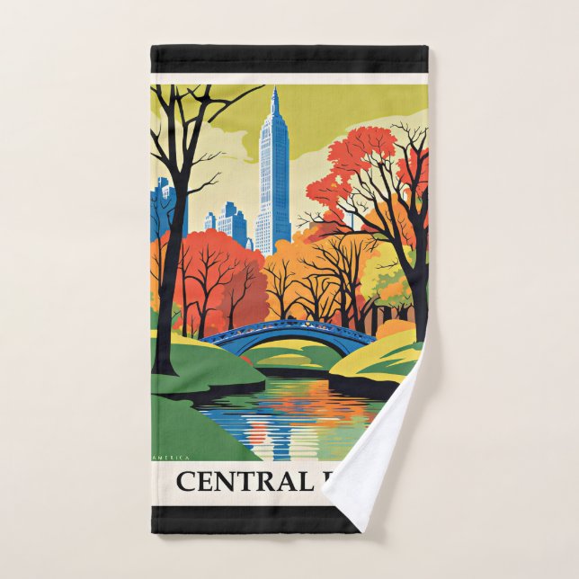 Central Park colorful illustration Hand Towel (Hand Towel)