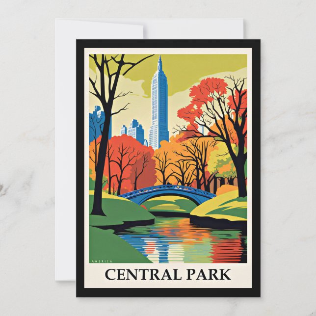 Central Park colorful illustration Note Card (Front)
