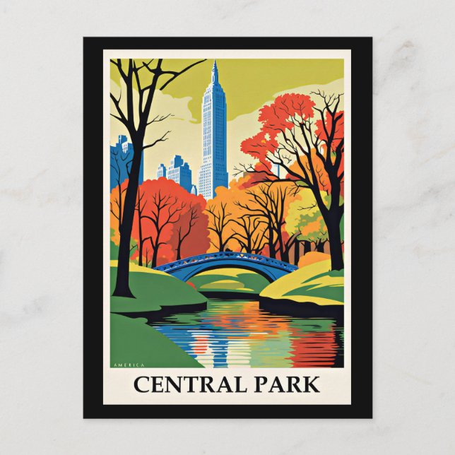 Central Park colorful illustration Postcard (Front)