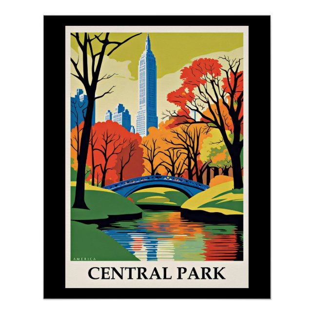 Central Park colorful illustration Poster (Front)