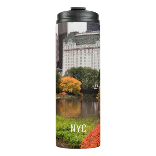Central Park in Autumn custom initials tumbler