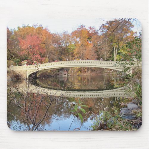 Central Park in Autumn Reflections and Bow Bridge Mouse Pad