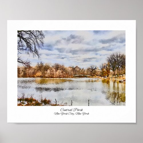 Central Park in New York City Watercolor Print