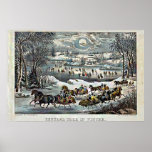 Central Park In Winter  Currier &amp; Ives Poster at Zazzle
