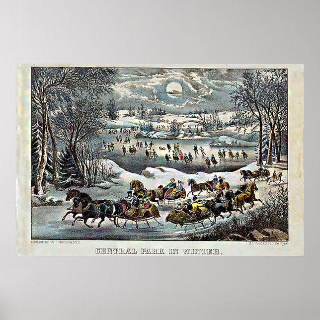 Central Park in Winter  Currier & Ives Poster (Front)