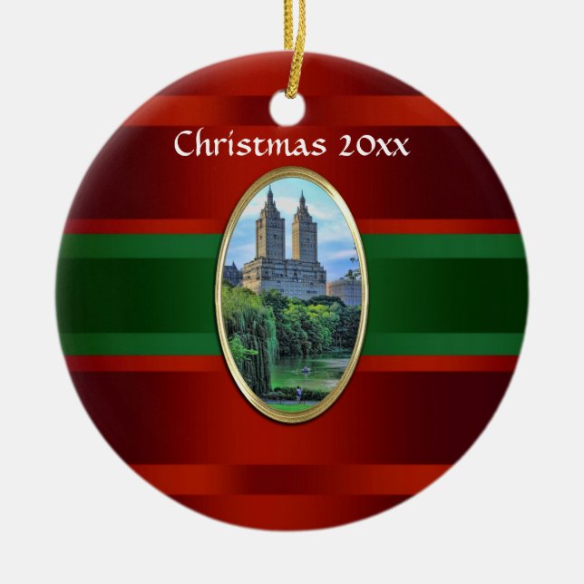 Central Park Lake San Remo Xmas #3 Ceramic Ornament (Front)