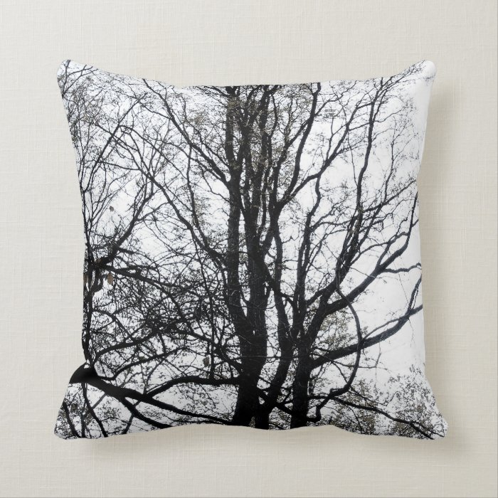 Central Park late autumn almost Barren Tree B&W Pillow