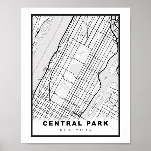 Central Park Manhattan Map Poster