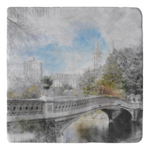 Central Park New York Bridge Trivet – Watercolor