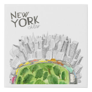 Central Park & New York City Collage Faux Canvas Print
