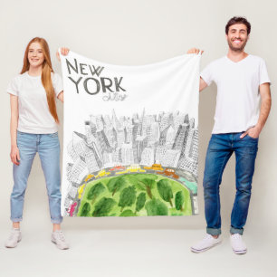 Central Park & New York City Collage Fleece Blanket