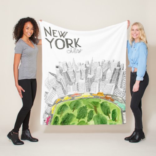 Central Park  New York City Collage Fleece Blanket