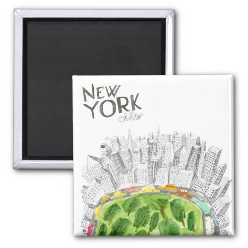 Central Park  New York City Collage Magnet