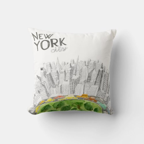 Central Park  New York City Collage Throw Pillow