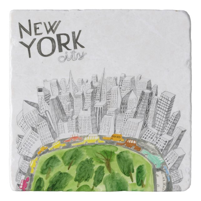 Central Park & New York City Collage Trivet (Front)