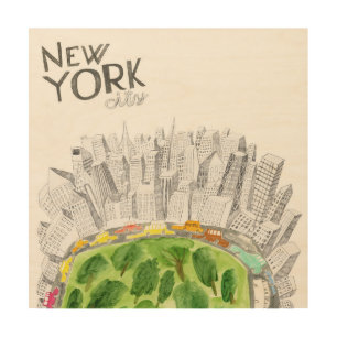 Central Park & New York City Collage Wood Wall Art