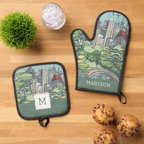 Central Park  New York City NY Oven Mitt  Pot Holder Set