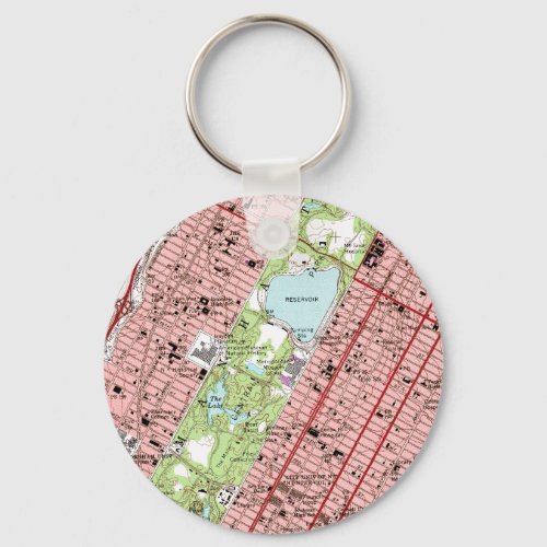Central Park New York City Vintage Map Keychain