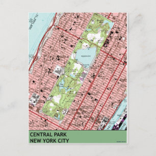Central Park New York City Vintage Map Postcard