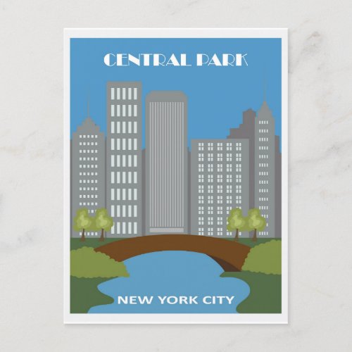 Central Park New York City Vintage Travel Postcard
