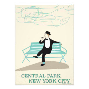 Central Park New York City vintage travel poster