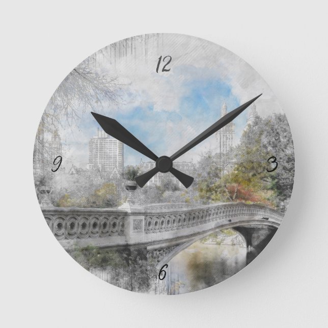 Central Park New York  Round Clock (Front)
