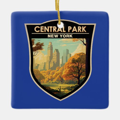 Central Park New York Travel Art Vintage Ceramic Ornament