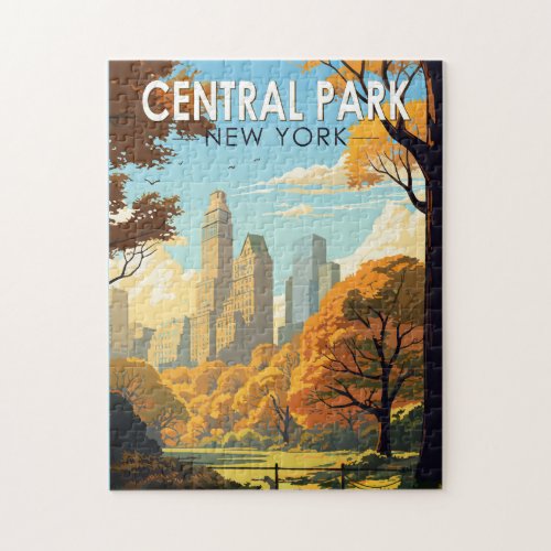 Central Park New York Travel Art Vintage Jigsaw Puzzle