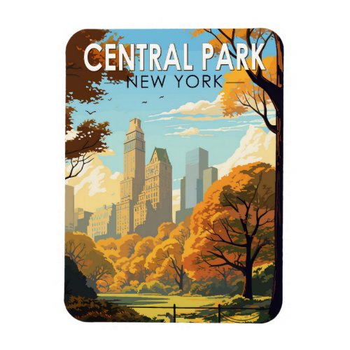 Central Park New York Travel Art Vintage Magnet