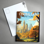 Central Park New York Travel Art Vintage Postcard<br><div class="desc">Central Park vector artwork. Central Park is an urban park between the Upper West Side and Upper East Side neighborhoods of Manhattan in New York City that was the first landscaped park in the United States.</div>