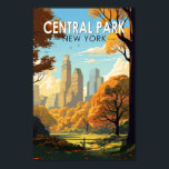 Central Park New York Travel Art Vintage Poster<br><div class="desc">Central Park vector artwork. Central Park is an urban park between the Upper West Side and Upper East Side neighborhoods of Manhattan in New York City that was the first landscaped park in the United States.</div>