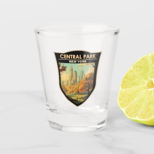 Central Park New York Travel Art Vintage Shot Glass