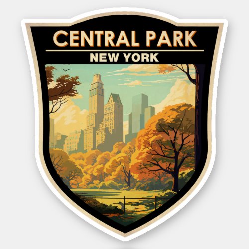 Central Park New York Travel Art Vintage Sticker