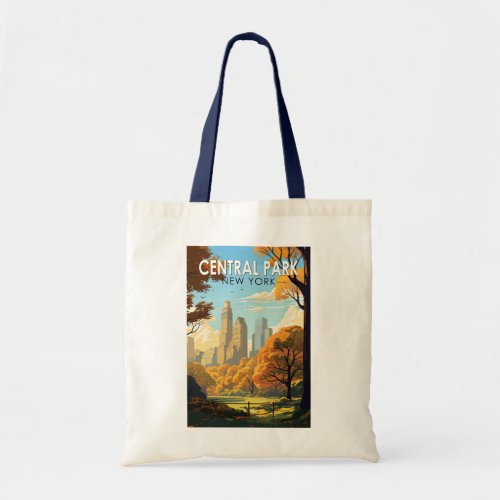 Central Park New York Travel Art Vintage Tote Bag