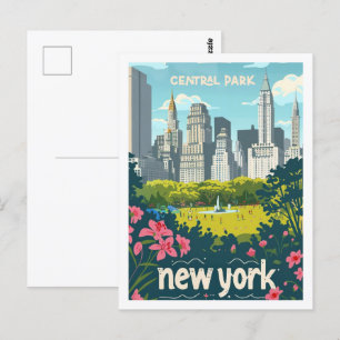 Central Park New York USA Vintage Travel Place Postcard
