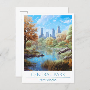 Central Park New York USA Vintage Travel Postcard